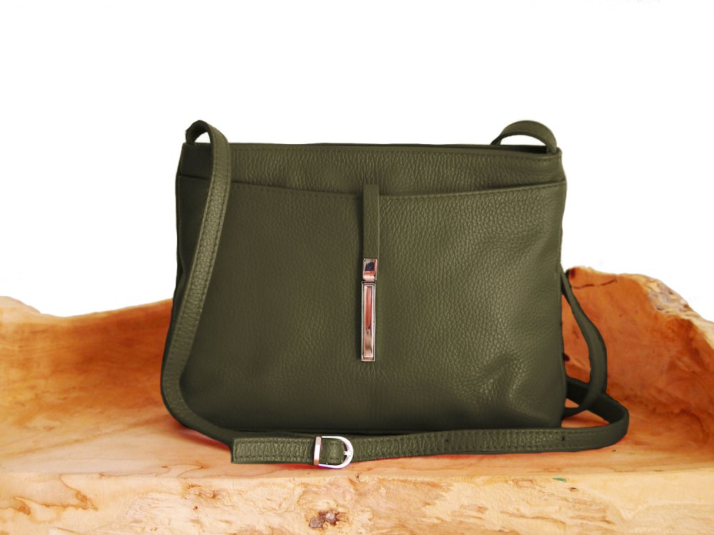 MaxFly kožená kabelka 5085 zelená - militare