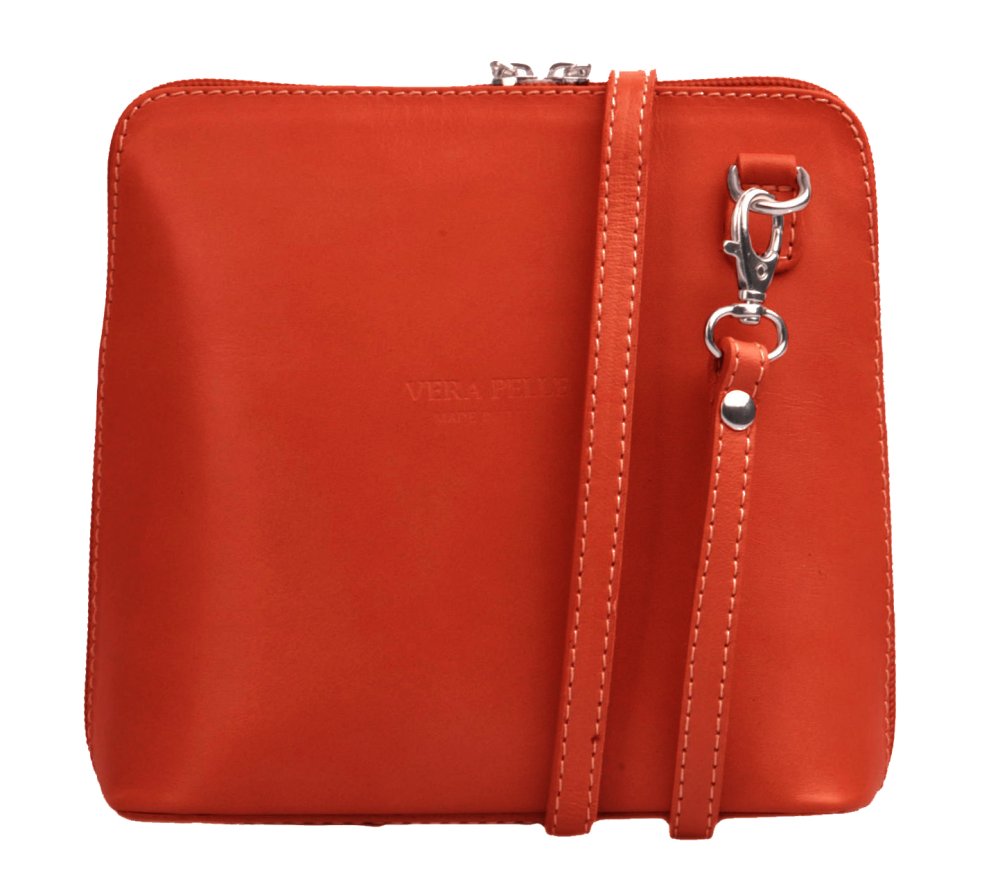 Levně Giglio leather Malá dámská kožená kabelka 133 oranžová