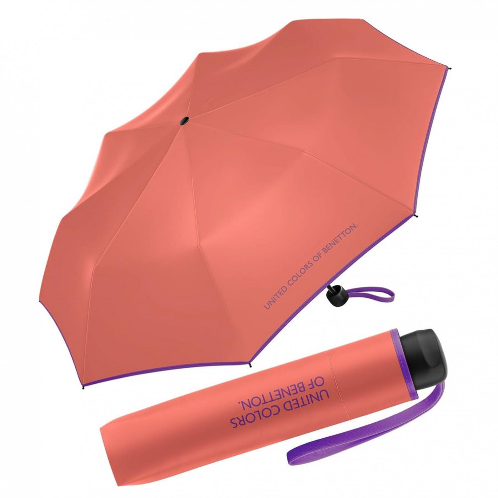 Levně Dámský skládací deštník Benetton Super Mini georgia peach 56303