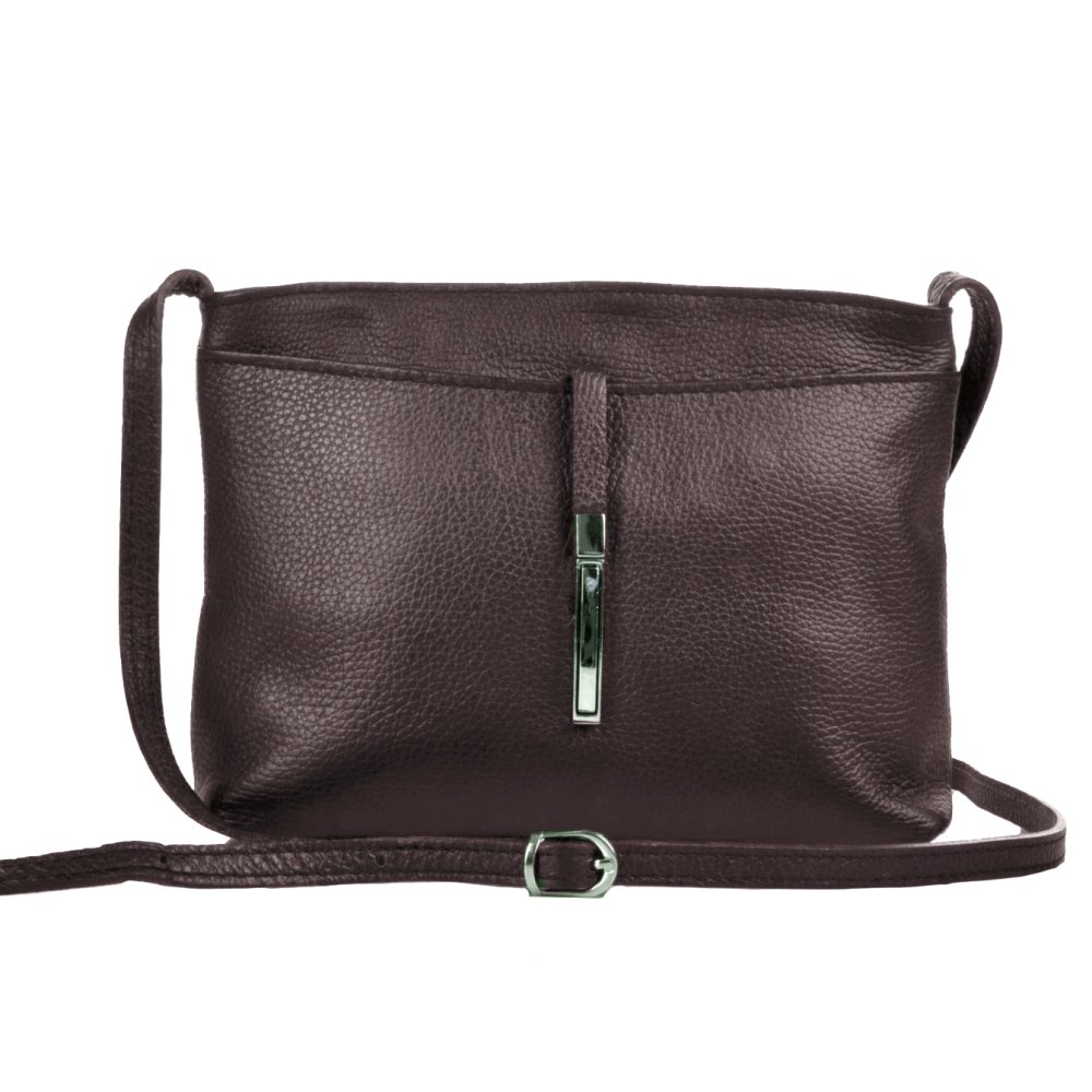 Levně Dámská kožená crossbody kabelka 5085 tmavě hnědá