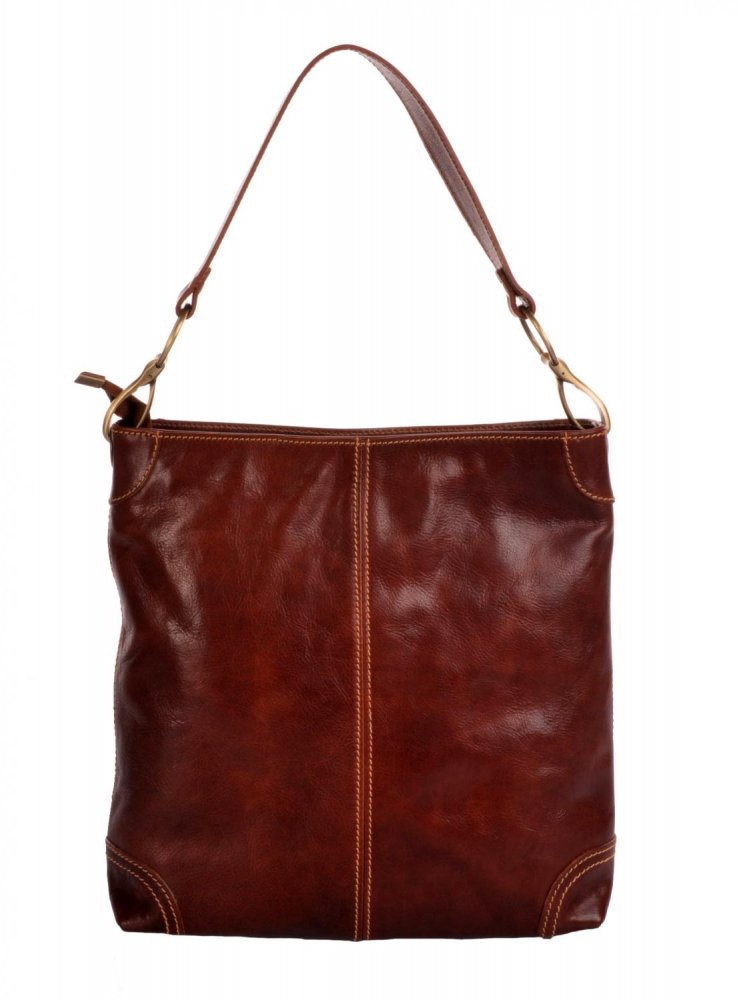 Levně Giglio leather velká kožená kabelka 307 hnědá