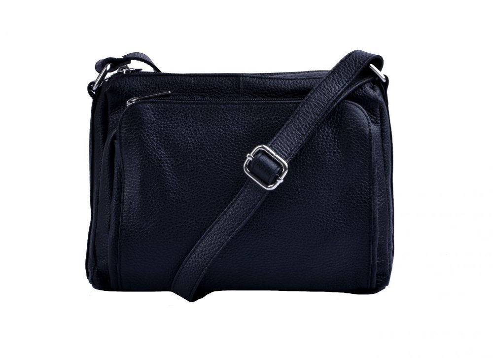 Levně Kožená crossbody kabelka MaxFly 5542 černá