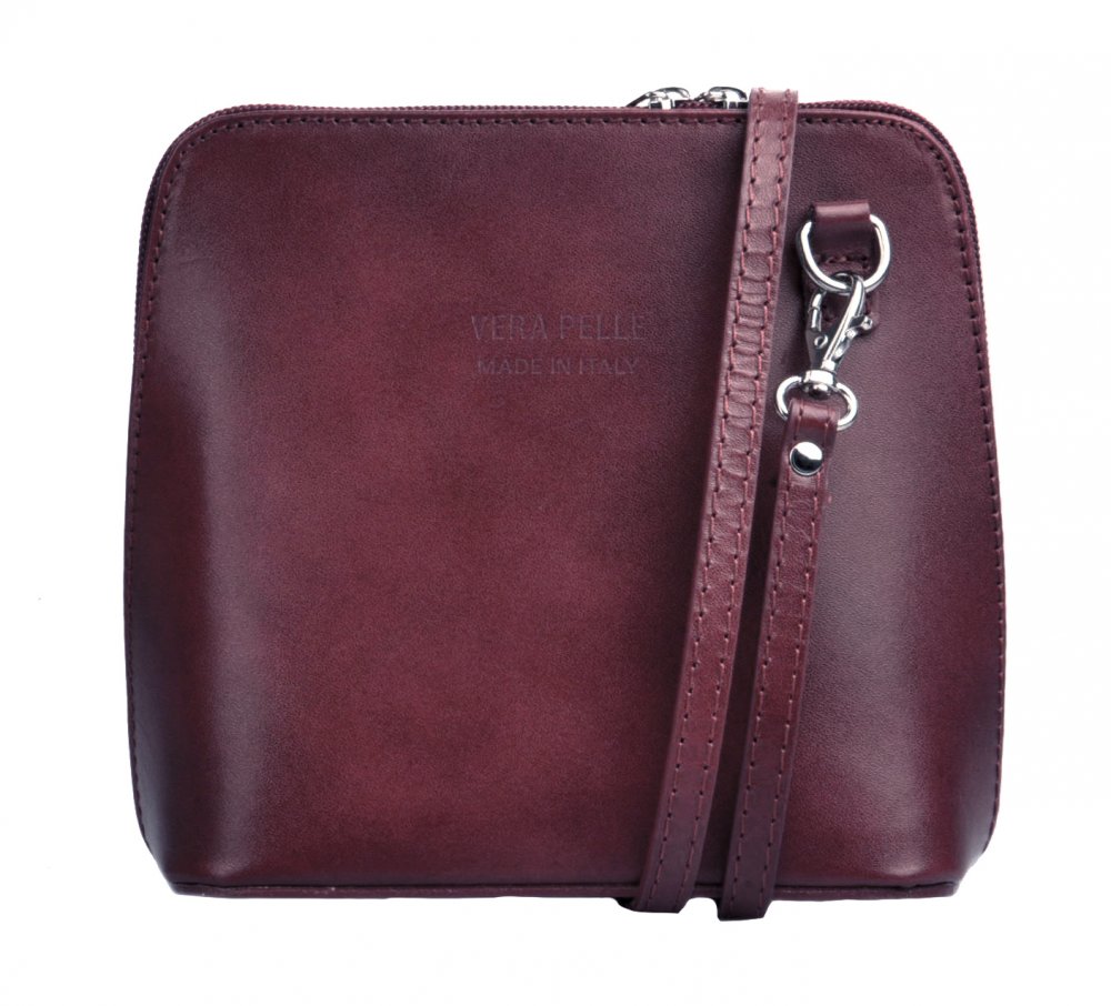 Levně Giglio leather malá dámská kožená kabelka 133 tmavě bordová