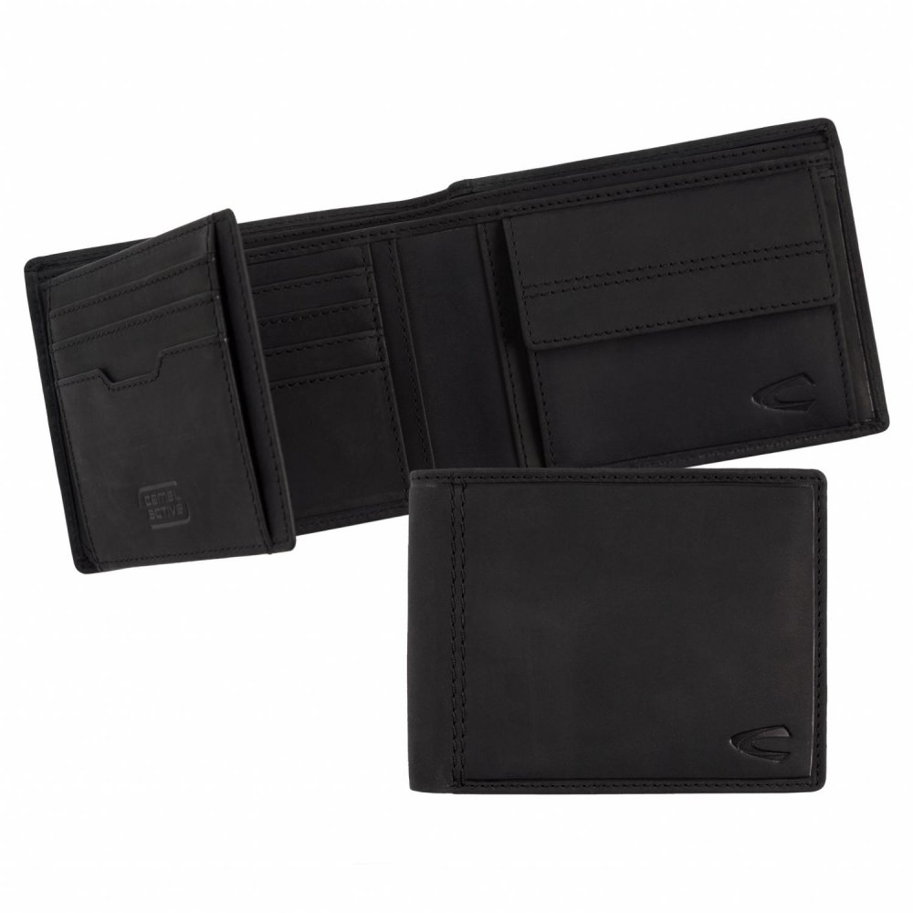 Levně Pánská kožená peněženka Camel Active RFID safe 277-703-60 černo/šedá