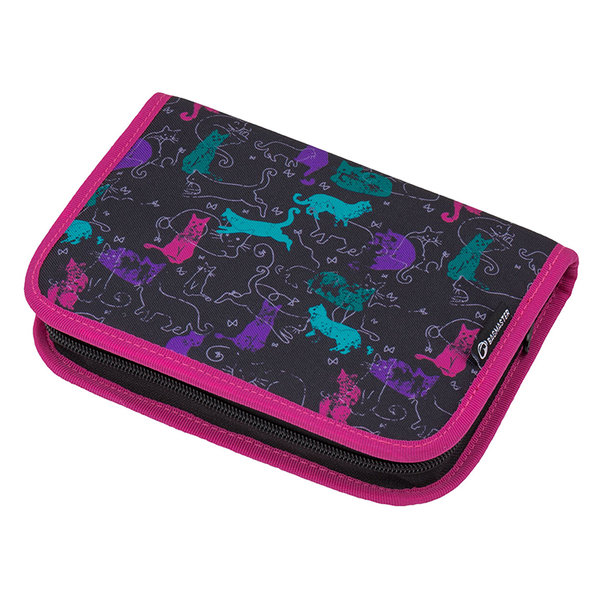 Levně Bagmaster Školní penál CASE EPSON 8 A - kočky black/pink/green