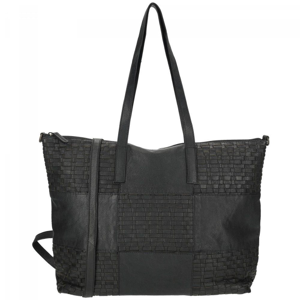 Levně Proplétaná velká kožená shopper kabelka Enrico Benetti Sicily 89033-001 černá