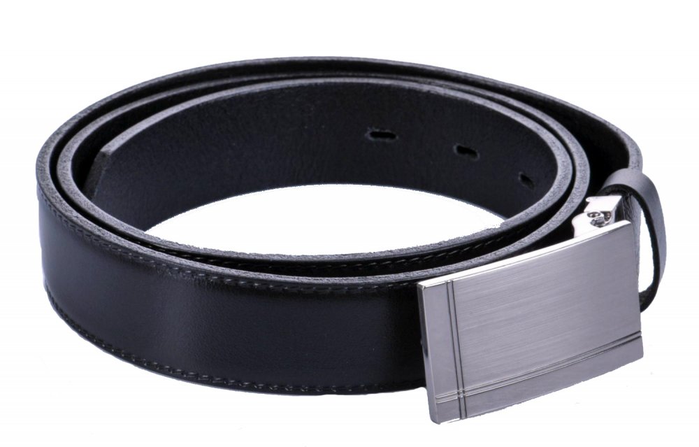 Levně Úzký černý kožený pánský pásek 30-020-5PS-60 100 cm