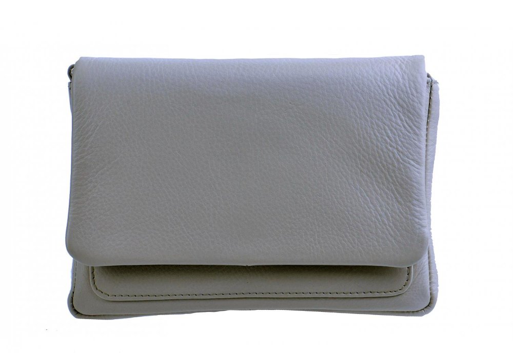 Levně Malá kožená crossbody kabelka ET-0985 světle šedá